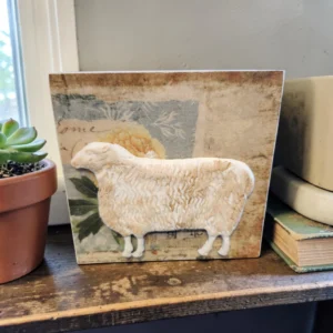 Wooden Block Sheep Shelf Sitter