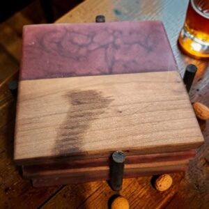 Set of 4 Cherry and Burgundy Resin Coasters