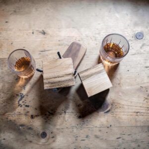 Set of 4 Hickory Coasters With Dark Graining