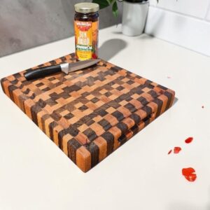 Walnut and Gummy Cherry Endgrain Cutting Board with Handholds