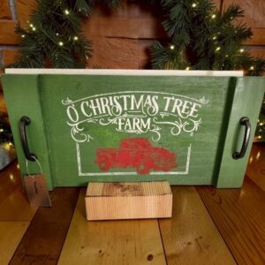 Green 'O Christmas Tree Farm' Tray