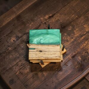 Spalted Maple and Emerald Green Epoxy Coaster Set