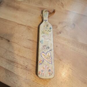 Long Narrow Hand-Decorated Cutting Board with Cottage Core Transfers