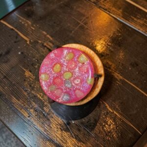 Set of 4 Round Coasters Pink Resin inset with Colorful Pebbles