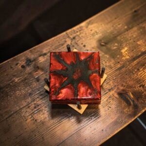 Red and Black Epoxy Resin Coaster Set