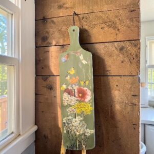 Green Butterflies and Flowers Cutting Board
