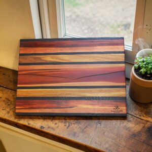 Redheart, Wenge, and Canarywood Cutting Board