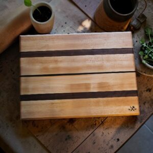 Sugar Maple and Wenge Cutting Board with Beveled Edges