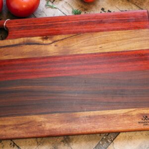Tigerwood, Padauk, and Rosewood Cutting Board